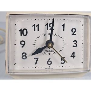 Westclox E54 55 Electric Alarm Clock Cream Vintage Analog Made in USA 2209022540